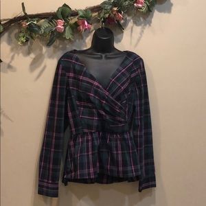 1901 Plaid Peplum Top